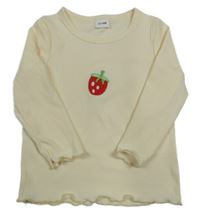 Vanilkové žebrované triko s jahodou 