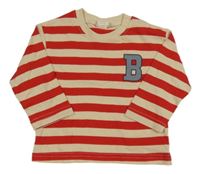 Béžovo-červené pruhované triko s písmenem H&M
