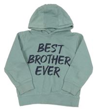 Zelená mikina s nápisom a kapucňou