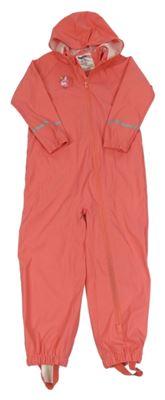 Korálová voděodolná jarní kombinéza s jednorožcem a kapucí Lupilu