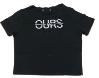 Černé crop tričko s nápisem Primark