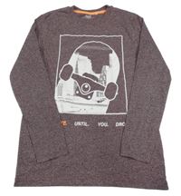 Mahagónovoé melírované tričko so skateboardom Yigga