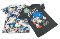 Nové - 2set - 2x tričko se Sonicem - antracitové + bílé Next