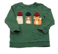 Zelená mikina so zvieratkami Matalan