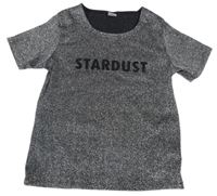 Čierno-strieborné trblietavé tričko s nápisom Lindex