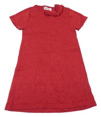 Červené trblietavé svetrové šaty s mašlou H&M