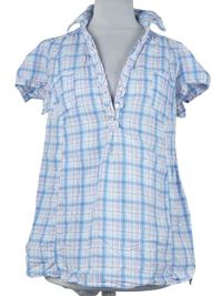 Dámska modro-bielo-ružová kockovaná tehotenské á blúzka H&M