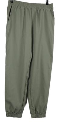 Dámske khaki šušťákové cuff nohavice Shein