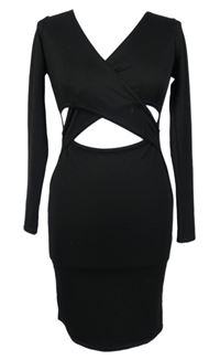 Dámske čierne šaty s prestrihmi zn. Boohoo