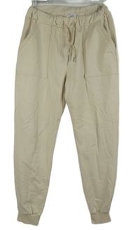 Dámské béžové cuff tepláky 