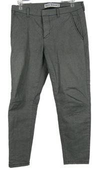 Pánské černo-bílé vzorované stretch slim kalhoty Denim vel. 34/30