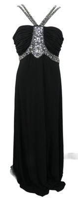 Dámske čierne dlhé spoločenské šaty s kamienkami