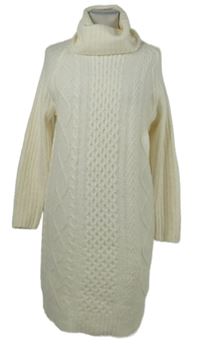 Dámské smetanové vzorované svetrové šaty s rolákem Primark 