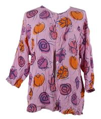 Dámská růžovo-oranžová květovaná šifonová halenka 