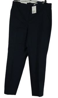 Nové - Dámske tmavomodré spoločenské nohavice s pukmi H&M