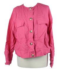 Dámská zářivě růžová lněná košilová bunda TU 