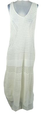 Dámské smetanové háčkované svetrové šaty Shein 