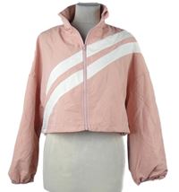 Dámska svetloružová šušťáková crop bunda s pruhmi Shein