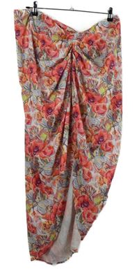 Dámská růžovo-barevná květovaná midi řasená sukně Shein 