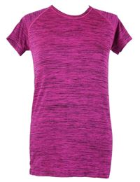 Dámské neonově růžovo-černé melírované sportovní funkční tričko 