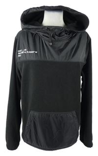Pánská černá fleecovo/šusťáková bunda s kapucí H&M