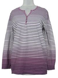 Dámske purpurovo-biele pruhované tričko