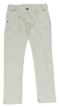 Biele ľanové nohavice s opaskom New Look
