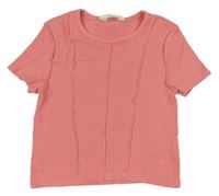 Ružové rebrované crop tričko H&M