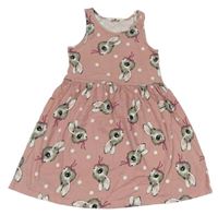 Ružové bodkovaná é bavlnené šaty s králíčky H&M