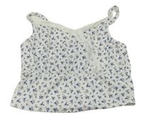 Biely kvetinový crop top s čipkou Shein