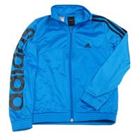Tyrkysová sportovní propínací mikina s logem a pruhy Adidas 
