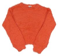 Neónově oranžový crop sveter River Island