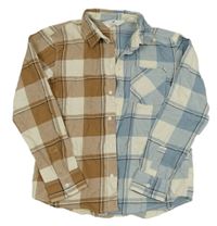 Hnedo-bielo-modrá kockovaná košeľa H&M