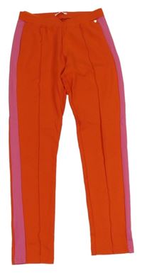 Červeno-růžové teplákové kalhoty 