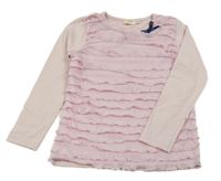 Světlerůžové triko s volánky kids