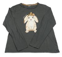 Sivé tričko s králikom Vertbaudet