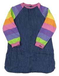 Modro-pruhované riflovo/teplákové šaty Next