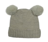 Béžová čapica s bambulemi F&F