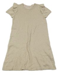 Světlerůžovétřpytivé pletené šaty s volánikom H&M