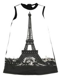 Bielo-sivé šaty s Eiffelovou věží a kamienkami C&A