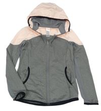 Sivo-ružová prepínaci športová funkčná mikina s kapucňou Decathlon