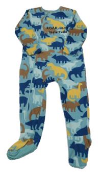 Modro-hnědo-barevný vzorovaný fleecový overal s dinosaury Dunnes Stores 
