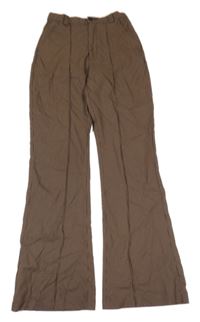 Hnědo-černé kostkované flare chino kalhoty H&M
