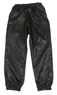 Čierne koženkové cuff nohavice Shein
