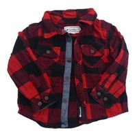 Červeno-čierna kockovaná flanelová košeľa