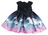 Černo-modror-světlerůžové šaty s jednorožci H&M