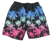 Černo-barevné plážové kraťasy s palmami Primark