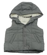 Šedá šusťáková zateplená vesta s kapucí Mamas&Papas