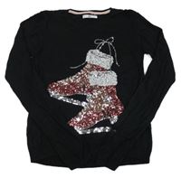 Čierny sveter s bruslemi z flitrů M&S