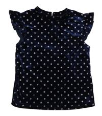 Tmavomodré zamatové tričko s hviezdičkami Primark